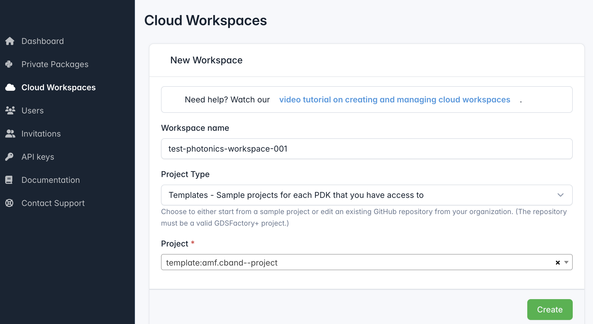 Create New Workspace